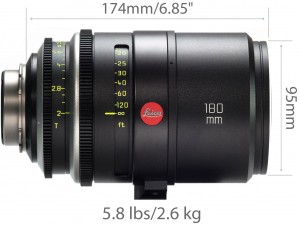 LEITZ / LEICA 180mm T2.0 Telephoto Lens By Cine Visuals - Dimensions
