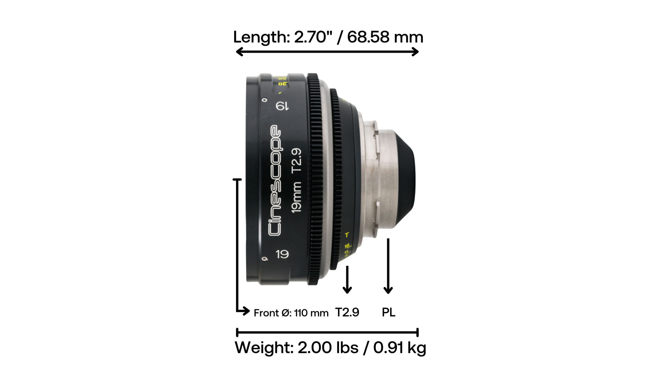 TLS Leica R / Cinescope 19mm T2.9 Full Frame Prime Cinema Lens