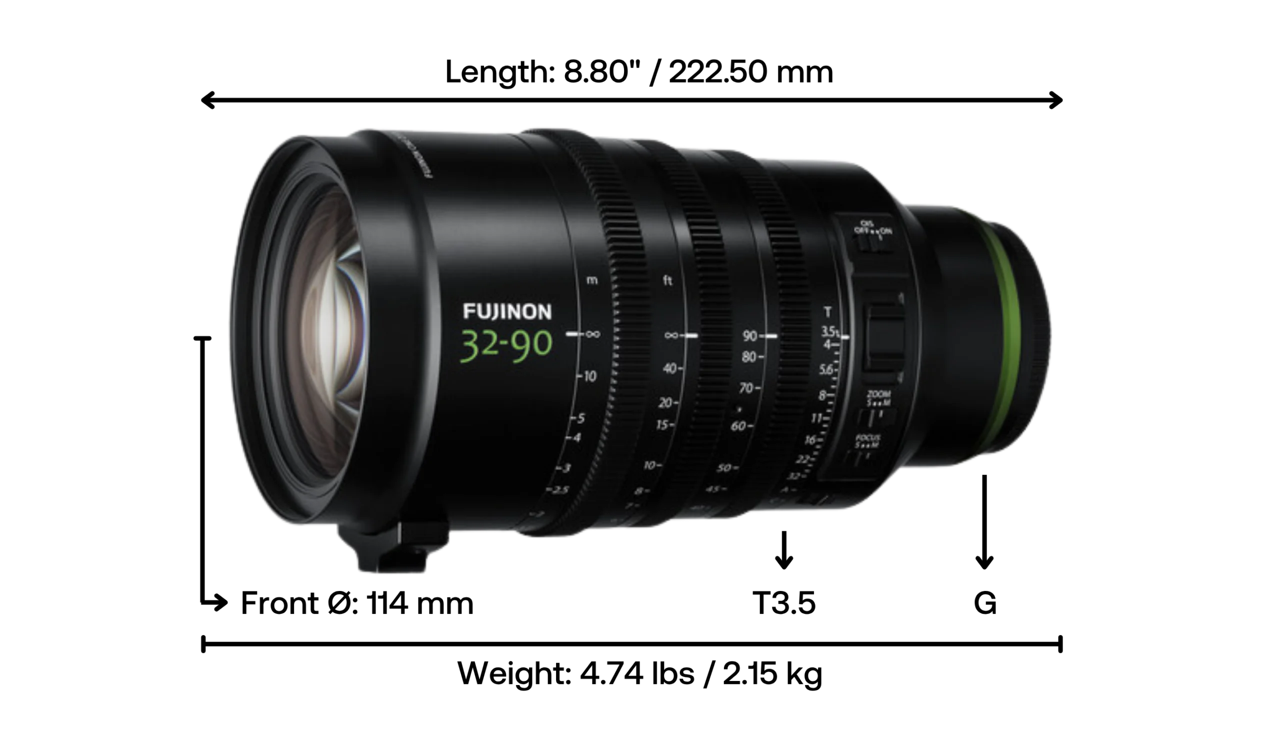 Fujinon 32-90mm dimensions