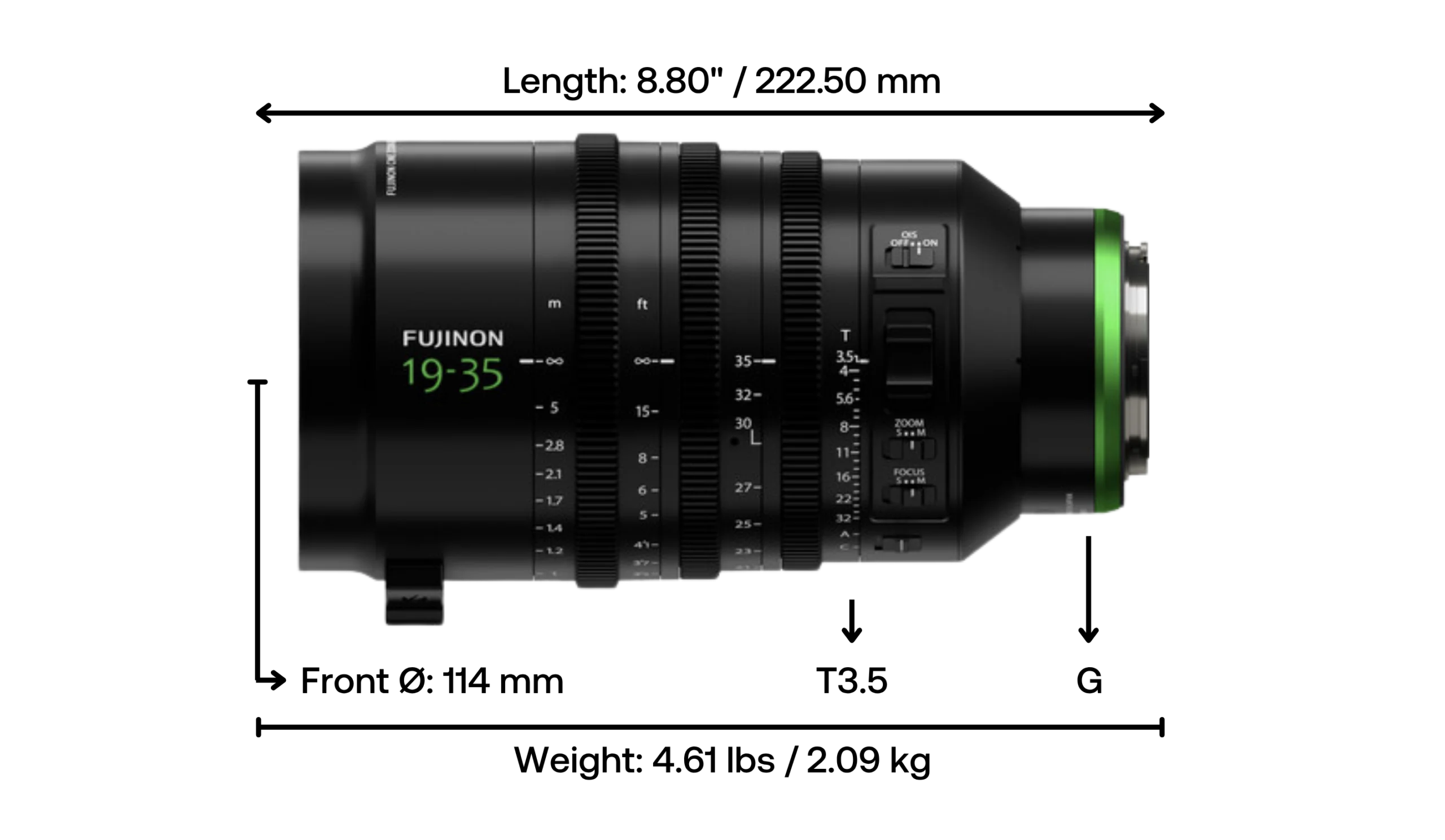 FUJIFILM 19-35MM ZOOM Dimensions