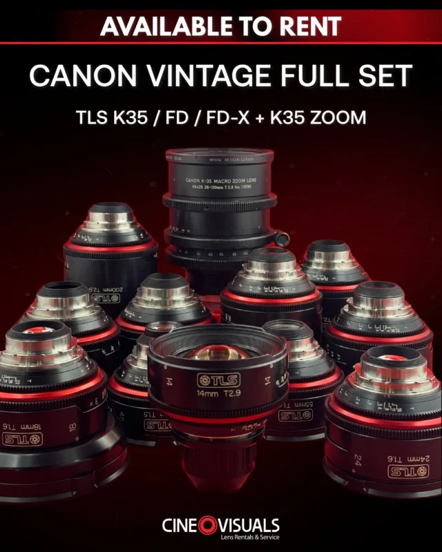 Rent the “Dream Set” of Canon Vintage at Cine Visuals.

Including TLS K35 / FD / FD-X and the K35 Zoom.

We ship worldwide 🌎

Contact our team for a quote today!

#cinematography #cinelens #cinema #dp #cinemalens
